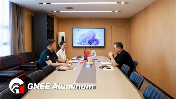 GNEE shows aluminum foil products to Korean customers GNEE shows aluminum foil products to Korean customers